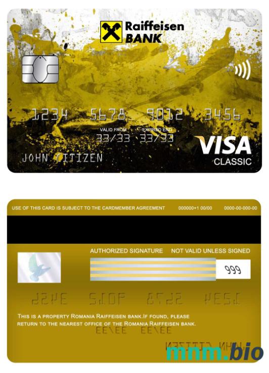 Romania Raiffeisen bank visa klasyczny karta przykład w formacie PSD